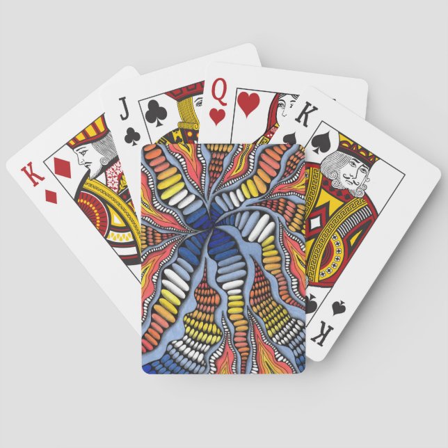 Abstract Vortex Blue & Fire Orange Playi Playing Cards (Back)