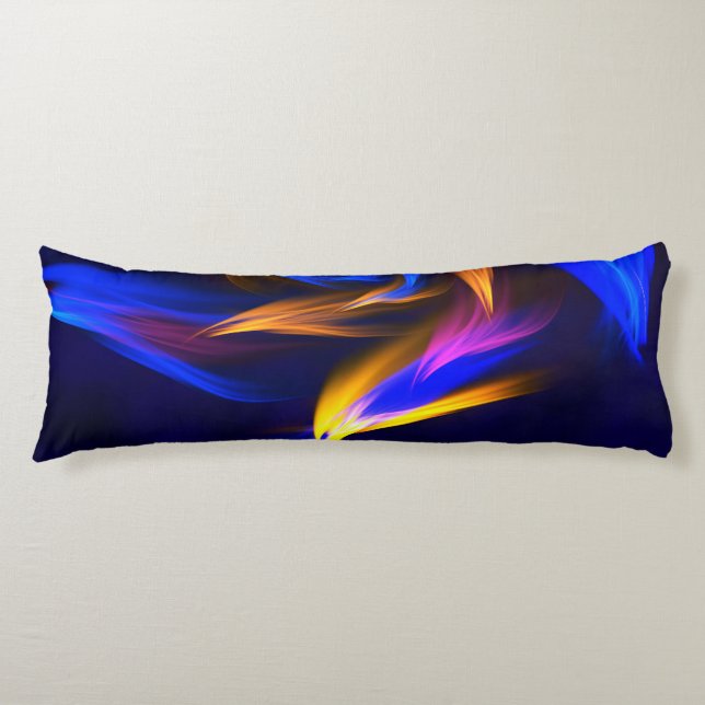 Abstract Vortex Shape Blue Orange Body Cushion (Front)