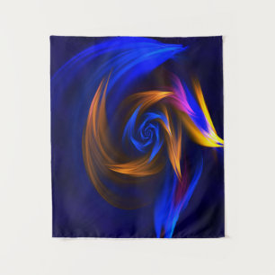 Abstract Vortex Shape Blue Orange Tapestry