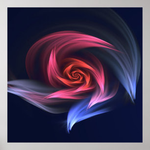 Abstract Vortex Shape Red And Blue Poster