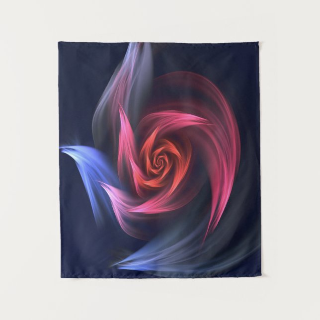 Abstract Vortex Shape Red And Blue Tapestry (Front)