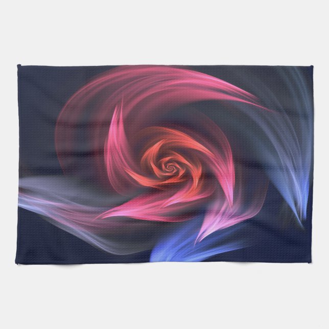Abstract Vortex Shape Red And Blue Tea Towel (Horizontal)