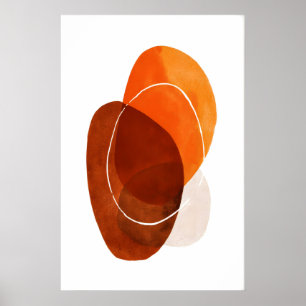 Abstract Wall Art Print Orange and Brown Ovals