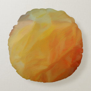 Abstract Warmth: Impressionist Mosaic Round Cushion