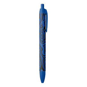 Abstract Warped Black & Blue Lines - Customisable Blue Ink Pen