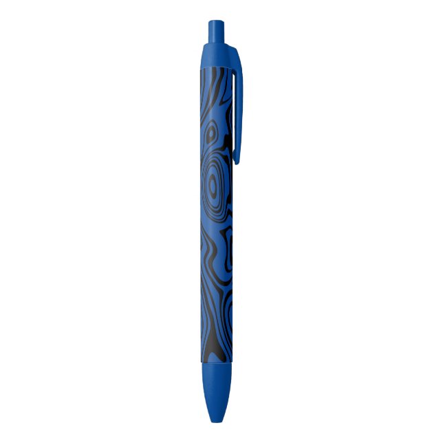 Abstract Warped Black & Blue Lines - Customisable Ink Pen (Bottom (Vertical))