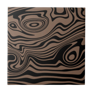 Abstract Warped Black & Brown Lines - Customisable Tile