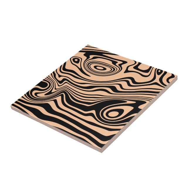 Abstract Warped Black & Cream Colour - Customisabl Tile (Side)