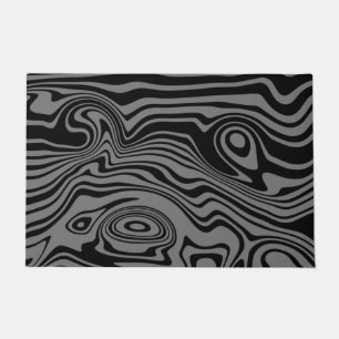 Abstract Warped Black & Grey Lines - Customisable Doormat