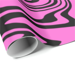 Abstract Warped Black & Pink Lines - Customisable Wrapping Paper