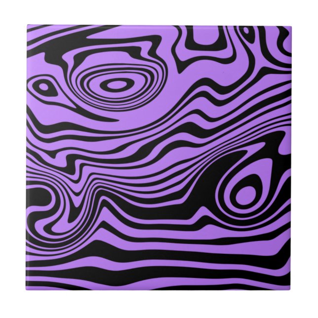 Abstract Warped Black & Purple Lines -Customisable Tile (Front)