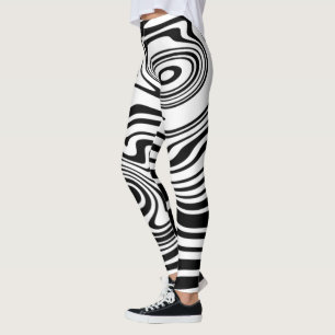 Abstract Warped Black & White Lines 2 Leggings