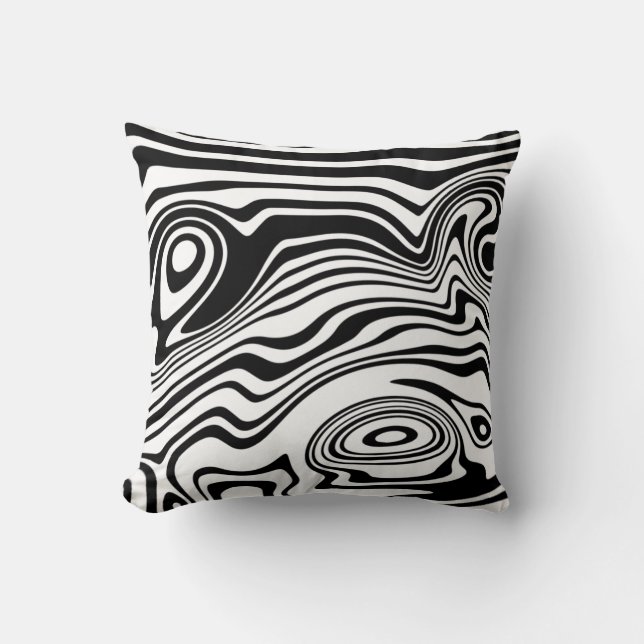 Abstract Warped Black & White Lines - Customisable Cushion (Front)