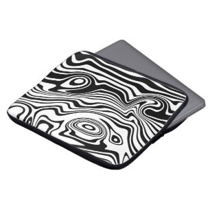 Abstract Warped Black & White Lines - Customisable Laptop Sleeve