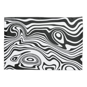 Abstract Warped Black & White Lines - Customisable Pillowcase