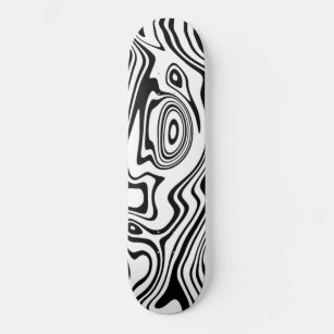Abstract Warped Black & White Lines - Customisable Skateboard