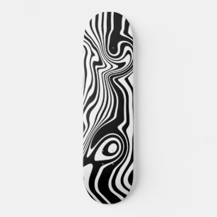 Abstract Warped Black & White Lines - Customisable Skateboard