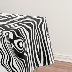 Abstract Warped Black & White Lines - Customisable Tablecloth