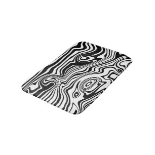 Abstract Warped Black & White Lines - Customizable Bath Mat