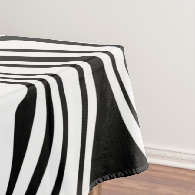 Abstract Warped Black & White Lines - Customizable Tablecloth (In Situ)