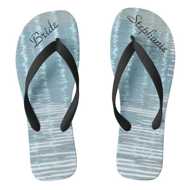 Abstract Water Bride Wedding Custom Flip Flops (Footbed)
