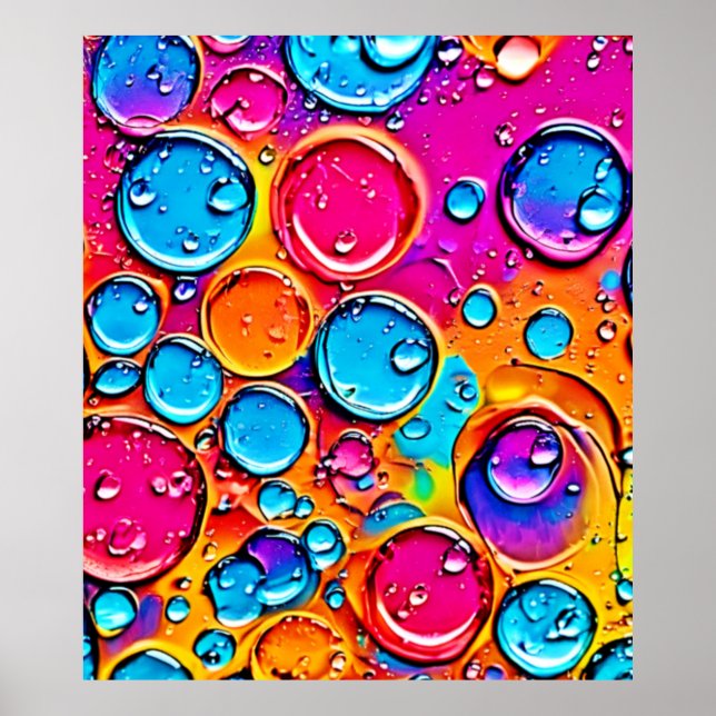 Abstract Water Drops Art Poster (Front)
