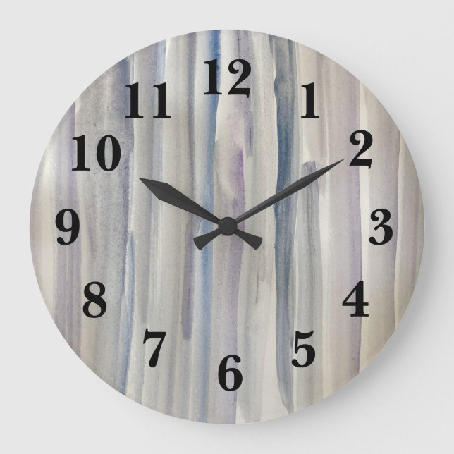 Abstract Water Stripe Beach Decor Large Clock (Front)