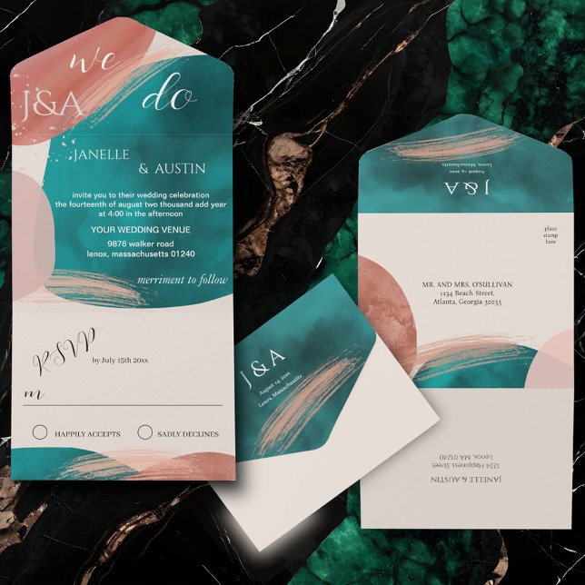 Abstract Watercolor All in One Wedding Invite (Creator Uploaded)