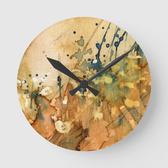 Abstract watercolor and old background round clock (Front)