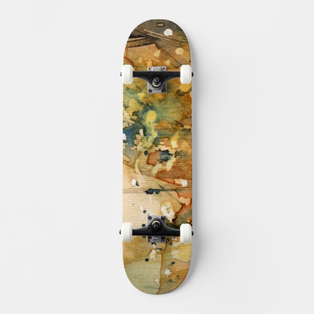 Abstract watercolor and old background skateboard (Front)