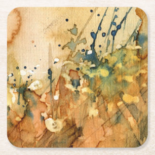 Abstract watercolor and old background square paper coaster