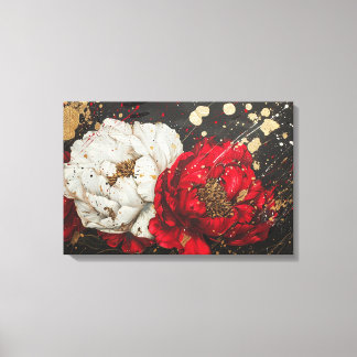 Abstract Watercolor Art with Animals, Flowers Canvas Print
