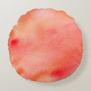 Abstract Watercolor Background - Orange Round Cushion