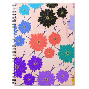 Abstract watercolor background with flowers design notebook