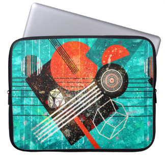Abstract watercolor background with geometric colo laptop sleeve