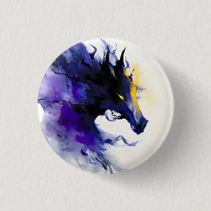 Abstract Watercolor Black Horse Portrait 3 Cm Round Badge