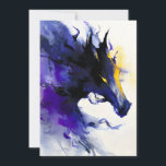 Abstract Watercolor Black Horse Portrait Holiday Card<br><div class="desc">Mystic abstract watercolor portrait of a powerful black horse,  flowing in deep shades of purple with luminous golden accents.</div>