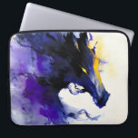 Abstract Watercolor Black Horse Portrait Laptop Sleeve<br><div class="desc">Mystic abstract watercolor portrait of a powerful black horse,  flowing in deep shades of purple with luminous golden accents.</div>
