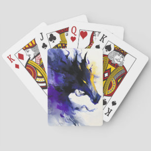 Abstract Watercolor Black Horse Portrait Playing Cards