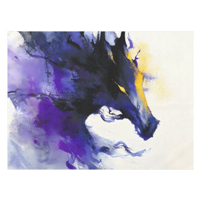 Abstract Watercolor Black Horse Portrait Tablecloth (Front (Horizontal))