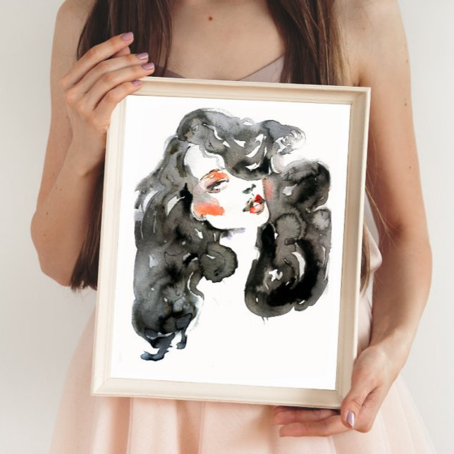 Abstract Watercolor Black White Fashion Woman Art Poster (Creator Uploaded)