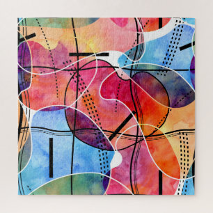 Abstract Watercolor Black White Pattern Jigsaw Puzzle