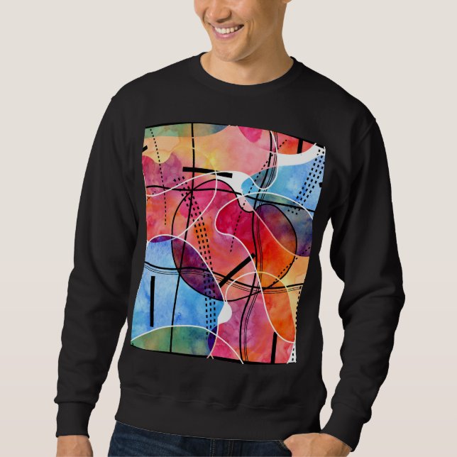 Abstract Watercolor Black White Pattern Sweatshirt (Front)