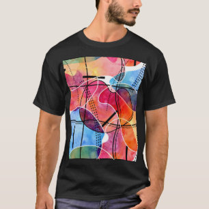 Abstract Watercolor Black White Pattern T-Shirt