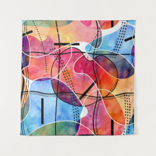 Abstract Watercolor Black White Pattern Tapestry