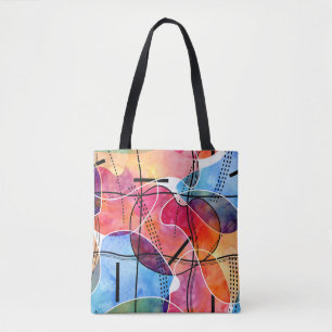Abstract Watercolor Black White Pattern Tote Bag