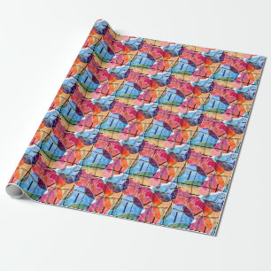 Abstract Watercolor Black White Pattern Wrapping Paper