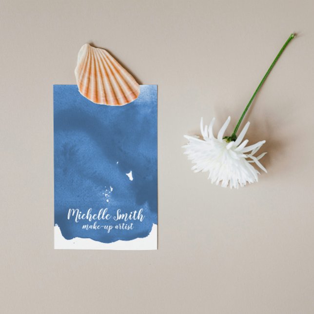 Abstract watercolor blue colour splash brush strok business card (Creator Uploaded)