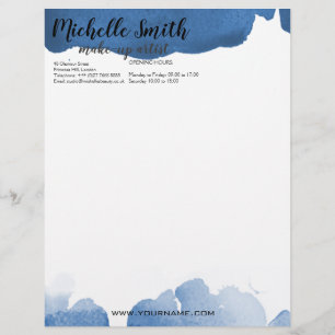 Abstract watercolor blue colour splash brush strok custom letterhead