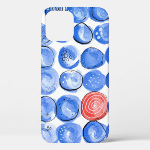 Abstract Watercolor Blue Dots iPhone 12 Case